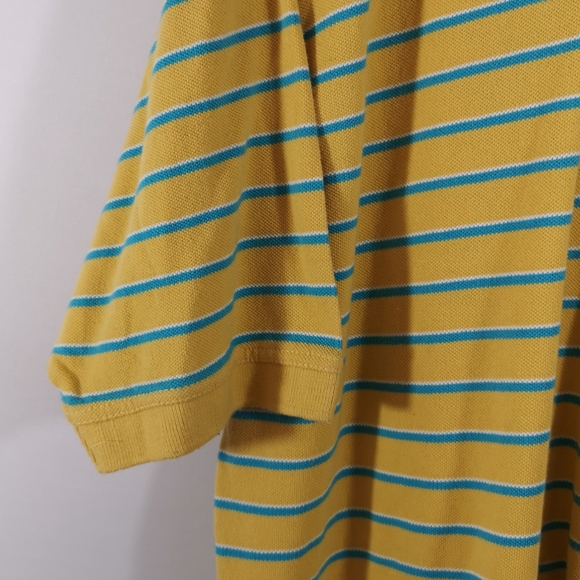 NWT Men's XL Outdoor Outfitters 2 Button Polo Shirt Yellow & Blue Striped Cotton - Picture 2 of 4